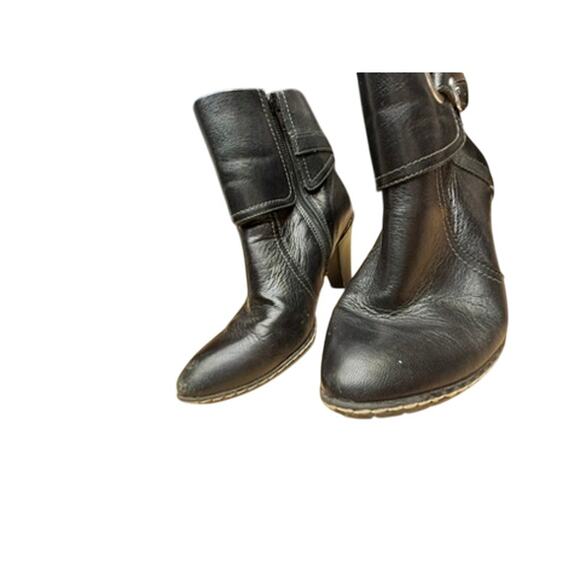 "EURO SOFFT" Black Ankle Booties Pirate SZ 7M Women 3" Heel Side Zipper Leather - Picture 4 of 13